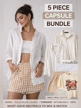 Neutral Capsule Bundle – Zara Linen, Ralph Lauren, Topshop + Skort